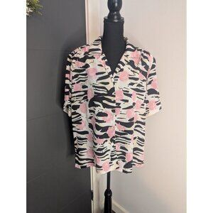 Donkenny Classics Multicolor Abstract Print Short Sleeve Button-Up Shirt Size XL